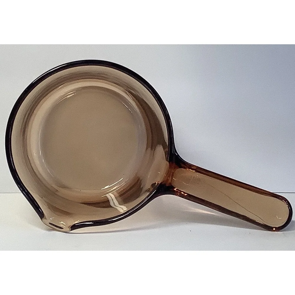 Vintage Corning Vision Ware 0.7L Amber Sauce Pan Pot w/ Spout - No Lid